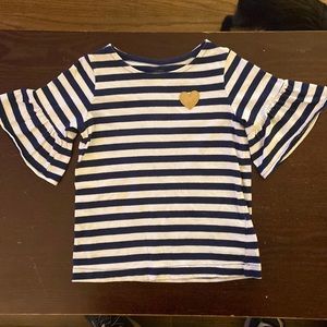 Navy and white striped shirt with bell sleeves